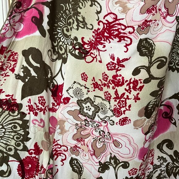 Y2K Floral Midi Skirt Pink Green Flowy Fairy Hippie Boho Casual Chiffon Size 14 - Picture 5 of 7
